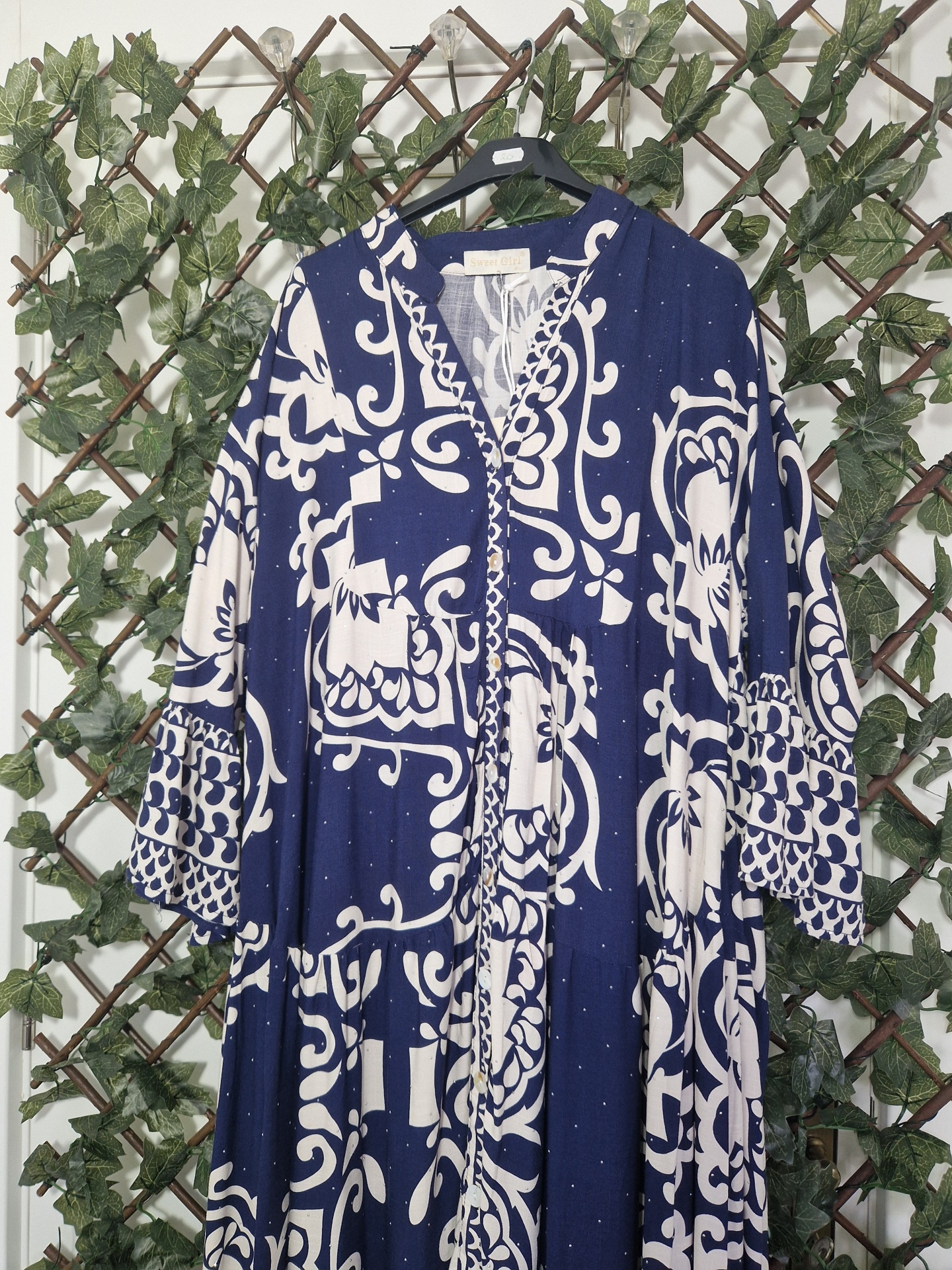 Vestido comprido com botões