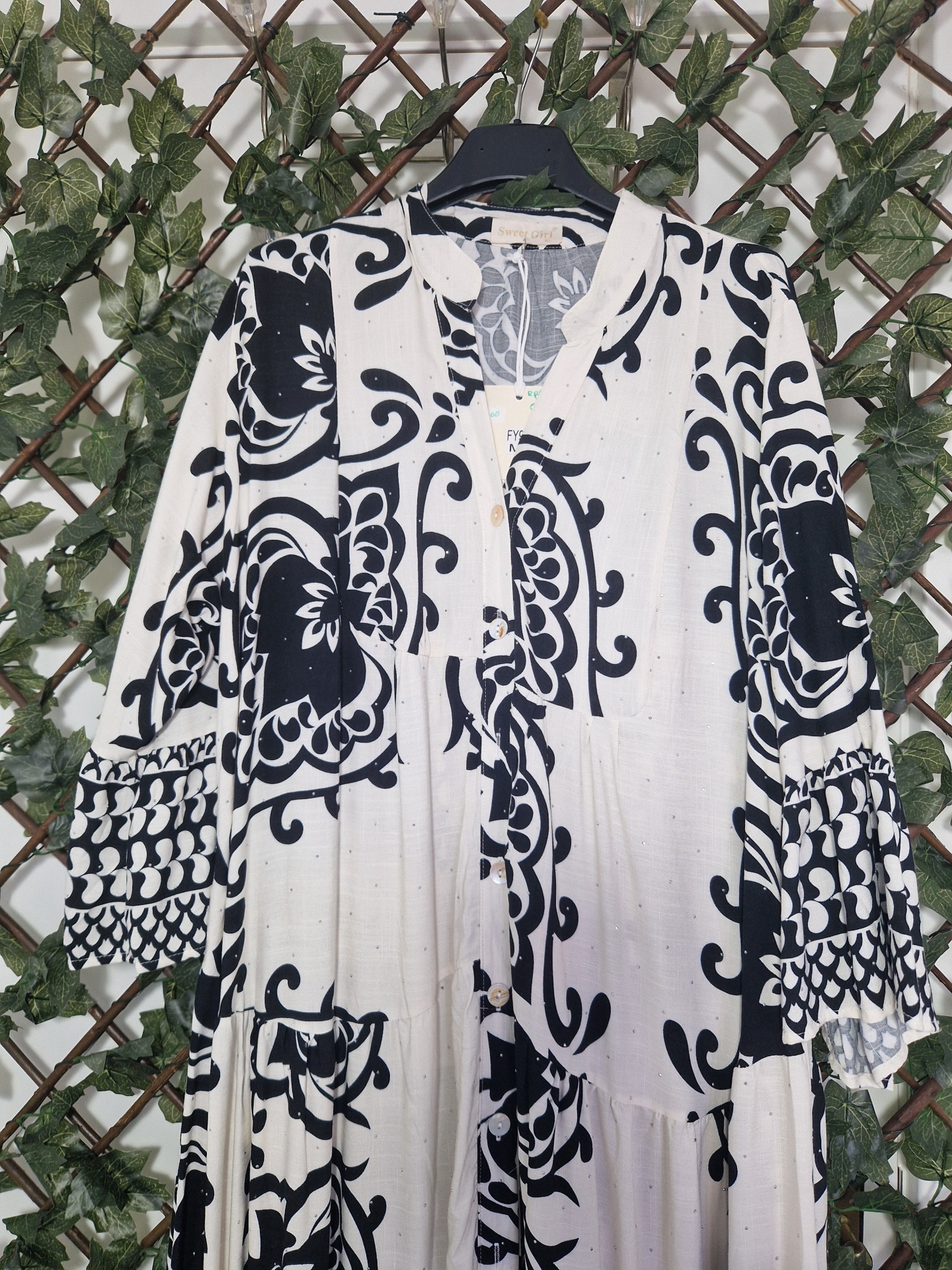 Vestido comprido com botões