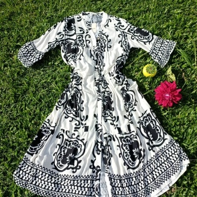 Vestido comprido com botões