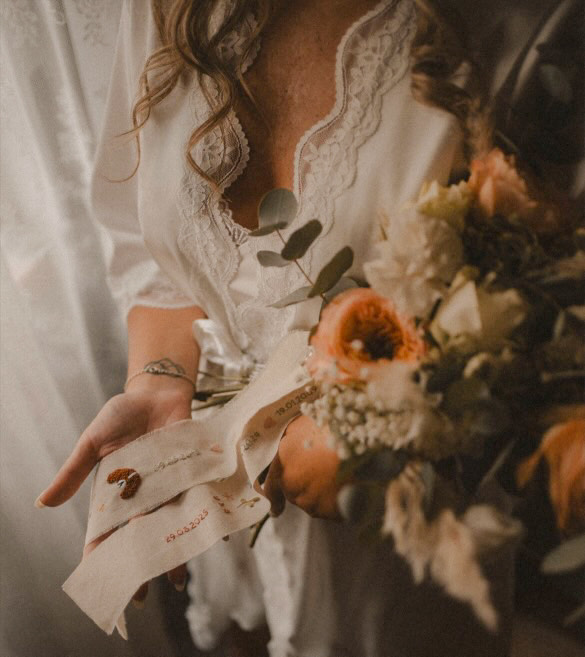 Fita bordada para ramo de noiva 💐