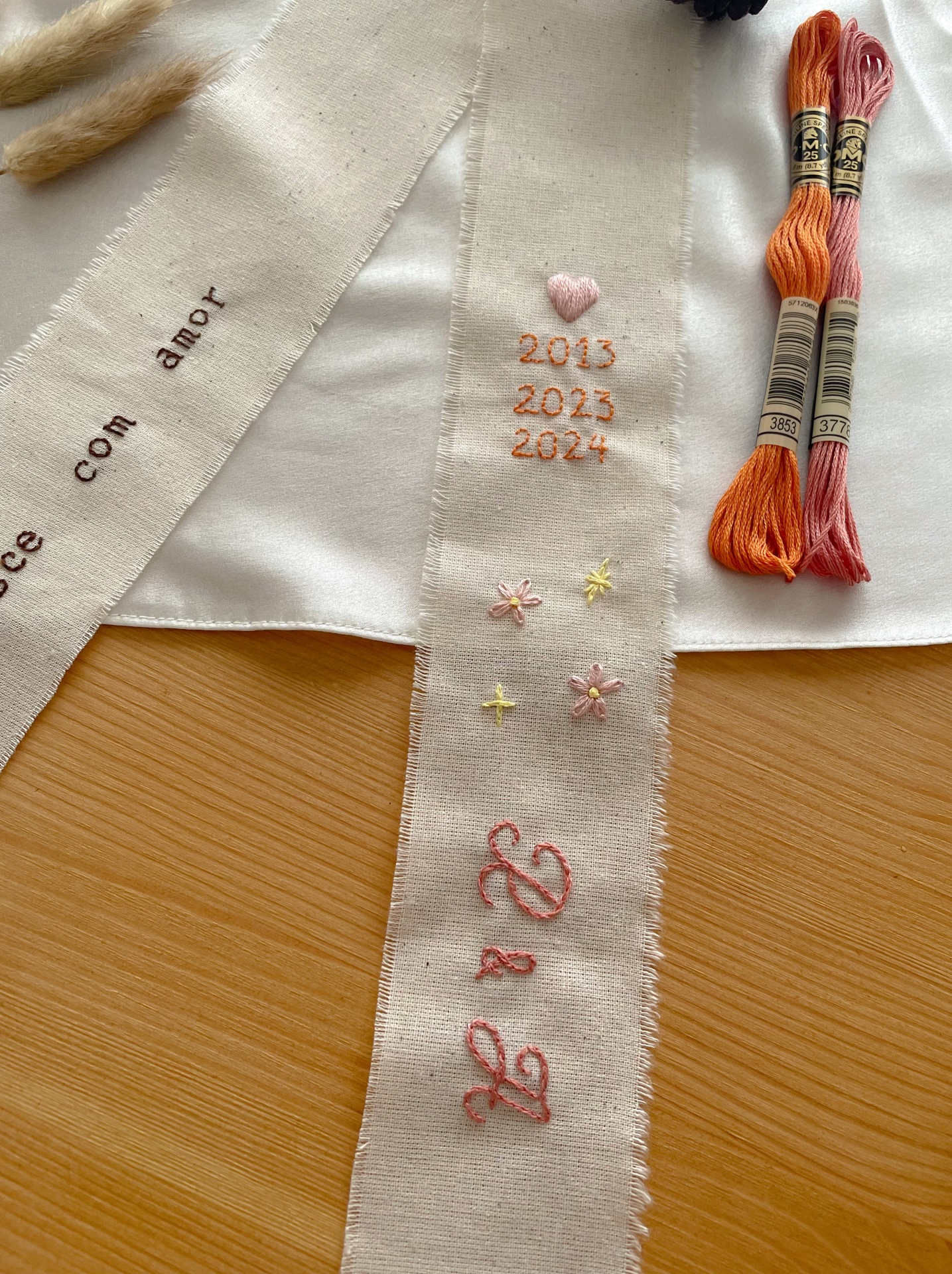 Fita bordada para ramo de noiva 💐