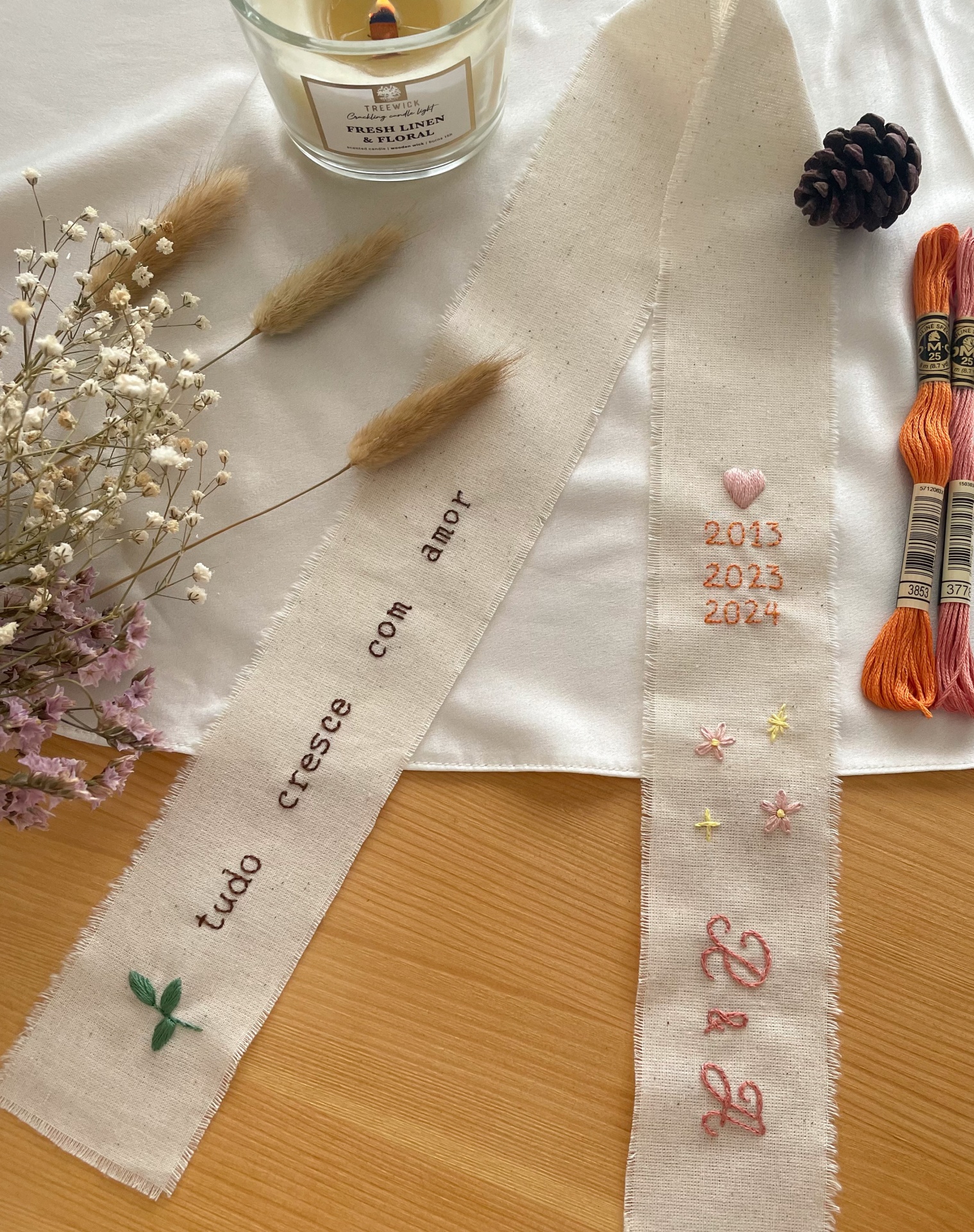 Fita bordada para ramo de noiva 💐