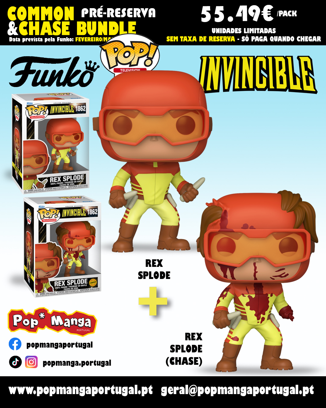 PRÉ-RESERVA - Funko POP! TELEVISON "Invincible": BUNDLE Rex Splode #1862 + CHASE PRÉ-RESERVA - Funko POP! TELEVISON "Invincible": BUNDLE Rex Splode #1862 + CHASE
