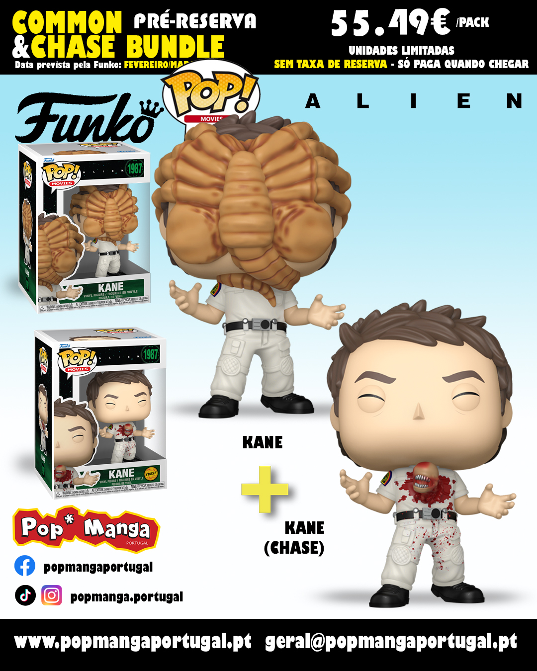 PRÉ-RESERVA - Funko Pop! MOVIES "Alien": BUNDLE Kane with Facehugger + CHASE PRÉ-RESERVA - Funko Pop! MOVIES "Alien": BUNDLE Kane with Facehugger + CHASE