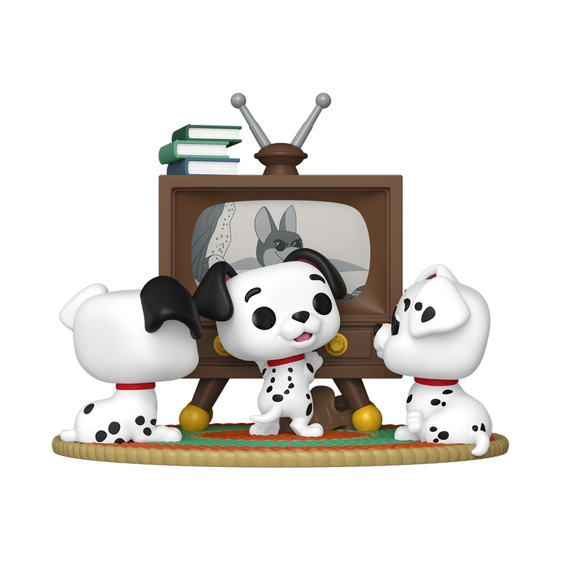 PRÉ-RESERVA - Funko POP! MOMENT "101 Dalmatians": Rolly, Patch & Lucky with TV PRÉ-RESERVA - Funko POP! MOMENT "101 Dalmatians": Rolly, Patch & Lucky with TV