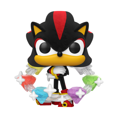 PRÉ-RESERVA - Funko POP!  GAMES "Sonic The Hedgehog": Shadow with Emeralds (Flocked) #1300 (SPECIAL EDITION)