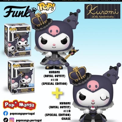 PRÉ-RESERVA - Funko Pop!  "Kuromi": BUNDLE Kuromi (Royal Outfit) (20th Anniversary) #110 (SPECIAL EDITION) + CHASE