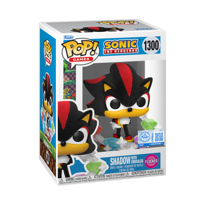 PRÉ-RESERVA - Funko POP!  GAMES "Sonic The Hedgehog": Shadow with Emeralds (Flocked) #1300 (SPECIAL EDITION)