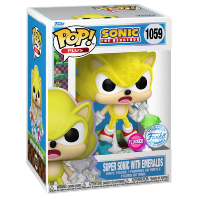 Funko POP! PLUS  "Sonic the Hedgehog": Super Sonic with Emeralds (Flocked) #1059 (Special Edition)