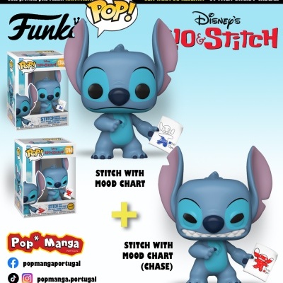 PRÉ-RESERVA - Funko POP! "Lilo & Stitch": BUNDLE Stitch with Mood Chart #1744 + CHASE