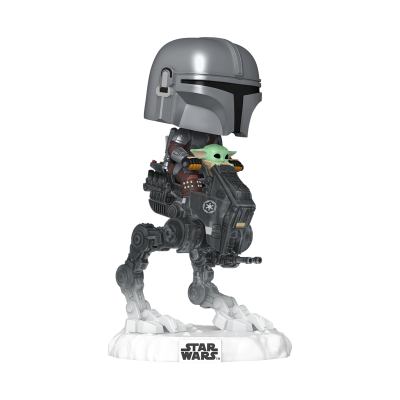 PRÉ-RESERVA - Funko POP!  RIDES DELUXE "Star Wars: The Mandalorian and Grogu": The Mandalorian with Grogu in Imperial Remnant AT-RT #837
