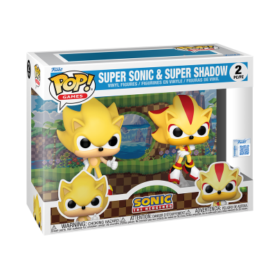 PRÉ-RESERVA - Funko POP! GAMES "Sonic the Hedgehog": Super Sonic & Shadow (Flocked) 2-Pack (SPECIAL EDITION)