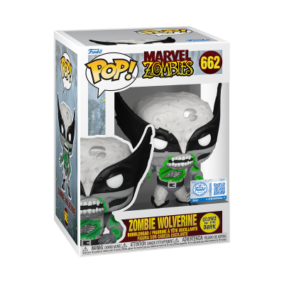 PRÉ-RESERVA - Funko Pop! "Marvel: Zombies": B&W Zombie Wolverine (GITD) #662 (SPECIAL EDITION)