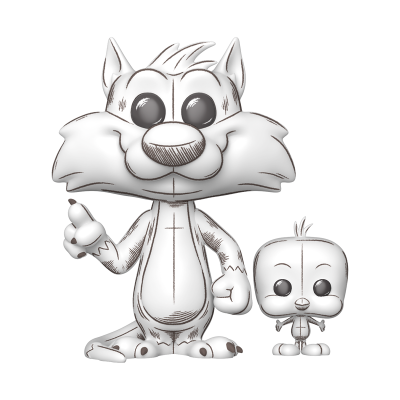 PRÉ-RESERVA - Funko POP! ANIMATION "Looney Tunes": Sylvester & Tweety (Sketched Deco) #2013