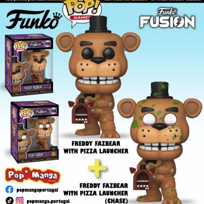 PRÉ-RESERVA - Funko POP! GAMES "Funko Fusion": BUNDLE Freddy Fazbear with Pizza Launcher + CHASE