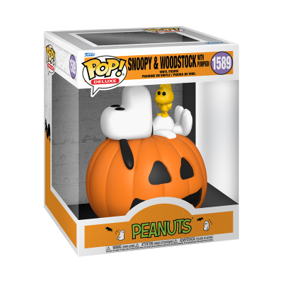 PRÉ-RESERVA - Funko POP! Deluxe "Peanuts":  Snoopy and Woodstock on Pumpkin