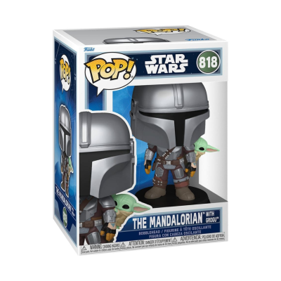 PRÉ-RESERVA - Funko POP!  "Star Wars: The Mandalorian and Grogu": The Mandalorian with Grogu (On Back) #818
