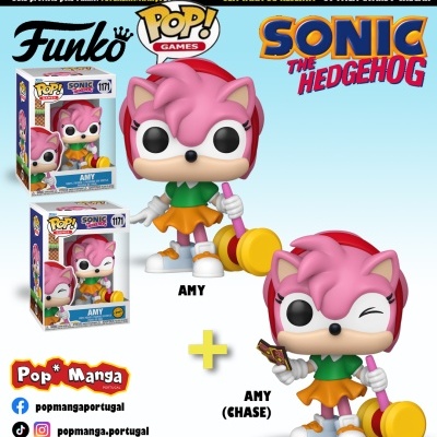 PRÉ-RESERVA - Funko POP! GAMES "Sonic the Hedgehog": BUNDLE Amy Rose with Piko Hammer #1171 + CHASE