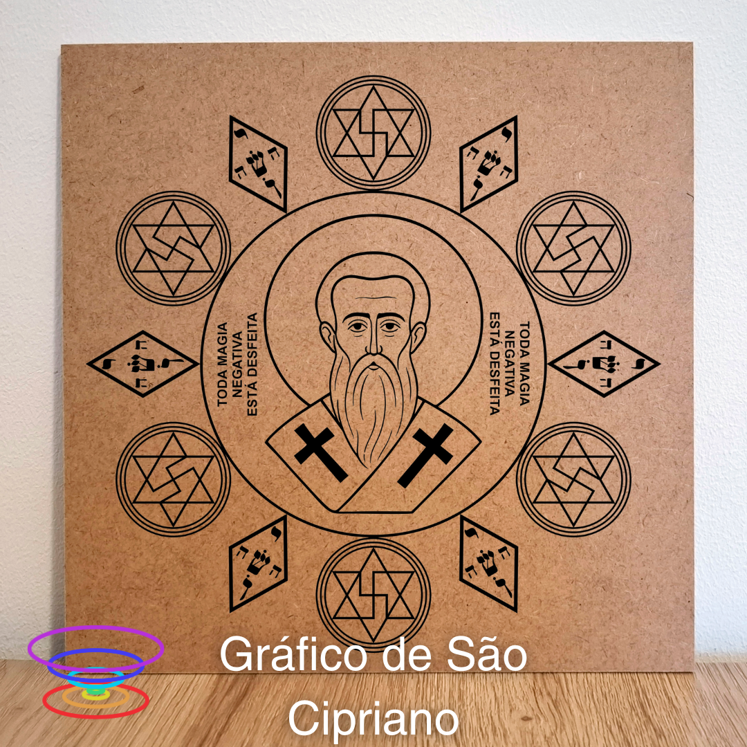 São Cipriano - Gráfico radiestésico de MDF cru 23x23cm São Cipriano - Gráfico radiestésico de MDF cru 23x23cm