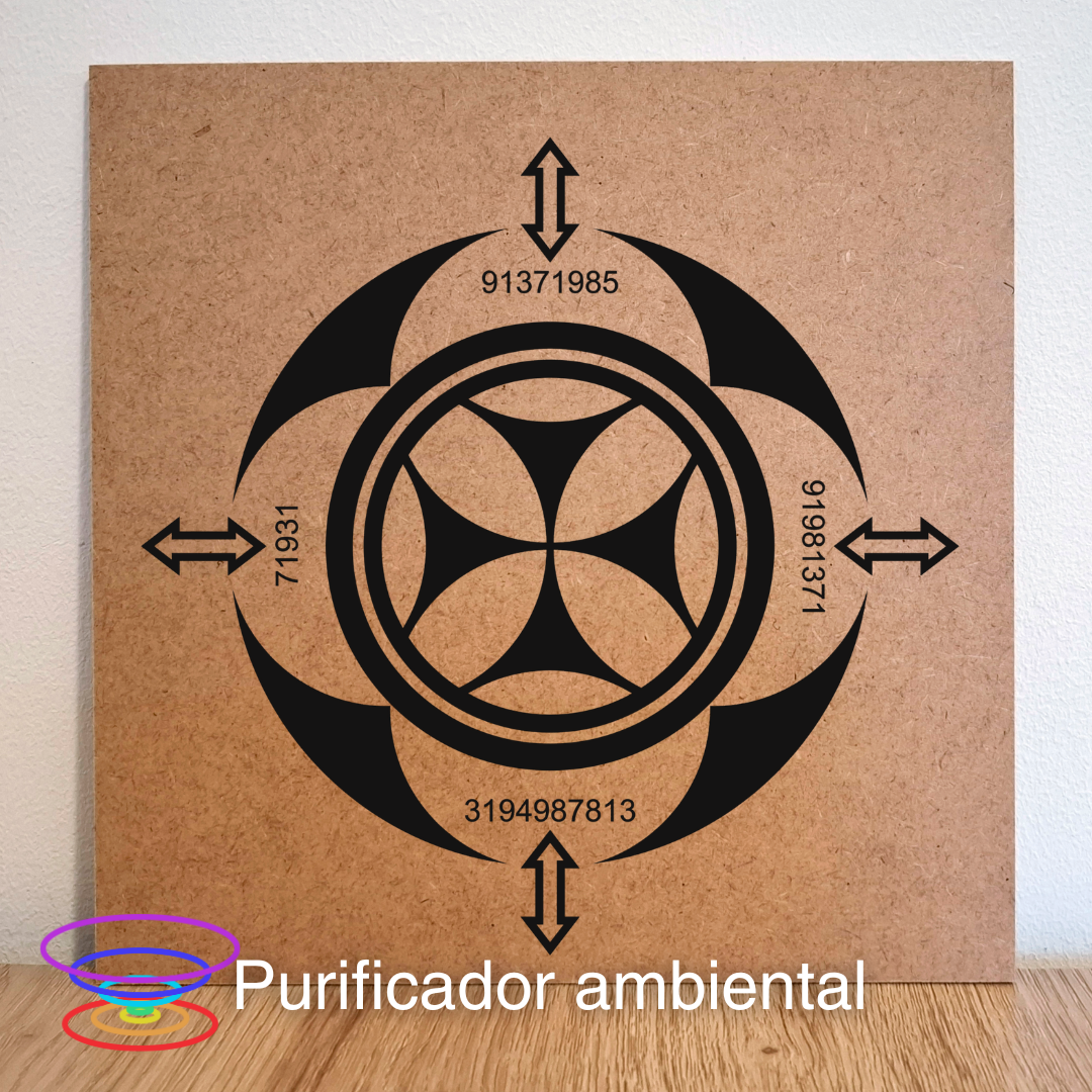 Purificador ambiental - Gráfico radiestésico de MDF cru 23x23cm Purificador ambiental - Gráfico radiestésico de MDF cru 23x23cm