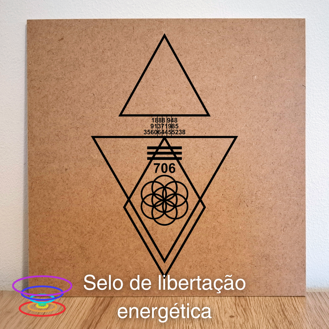 Selo de libertação energética - Gráfico radiestésico de MDF cru 23x23cm Selo de libertação energética - Gráfico radiestésico de MDF cru 23x23cm