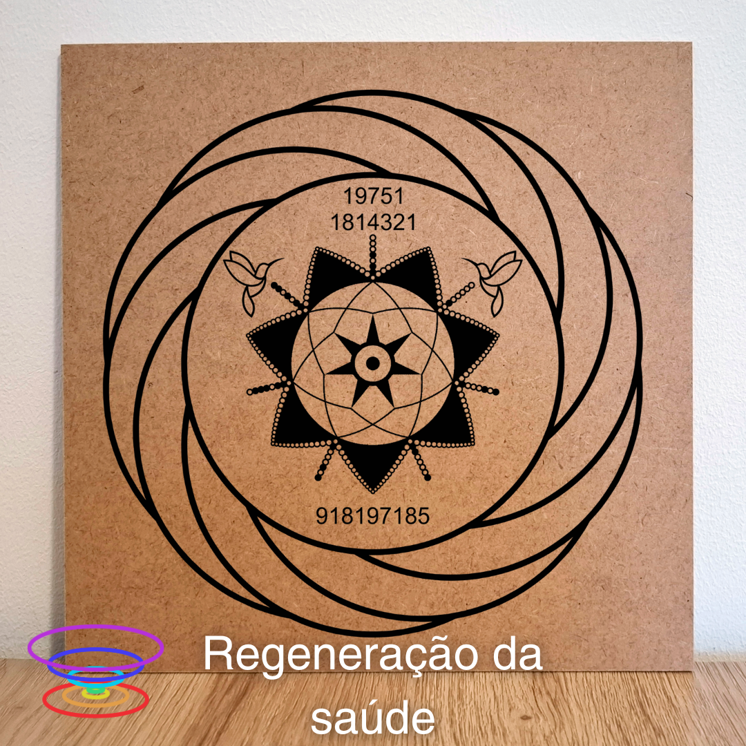 Regeneração da saúde - Gráfico radiestésico de MDF cru 23x23cm Regeneração da saúde - Gráfico radiestésico de MDF cru 23x23cm