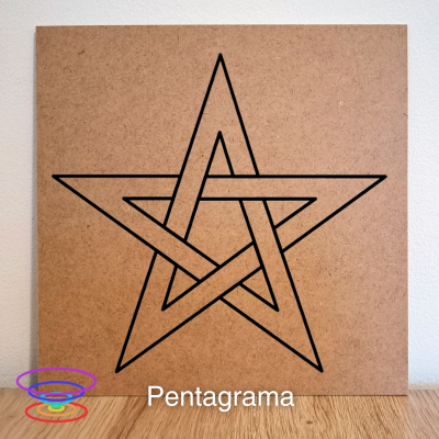 Estrela pentagrama - Gráfico radiestésico de MDF cru 23x23cm