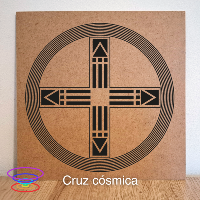 Cruz Cósmica - Gráfico radiestésico de MDF cru 23x23cm