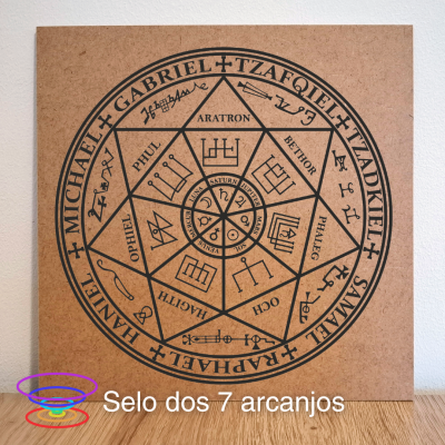 Pantáculo selo dos 7 arcanjos - Gráfico radiestésico de MDF cru 23x23cm