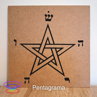 Estrela pentagrama - Gráfico radiestésico de MDF cru 23x23cm