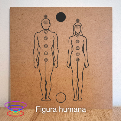 Corpo humano chakras -  Gráfico radiestésico de MDF cru 23x23cm