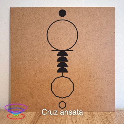 Cruz Ansata - Gráfico radiestésico de MDF cru 23x23cm