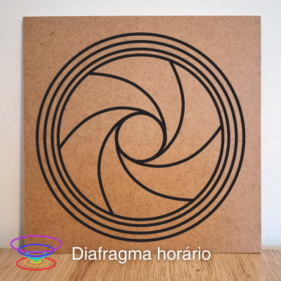 Diafragma horário - Gráfico radiestésico de MDF cru 23x23cm