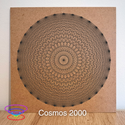 Cosmos 2000 - Gráfico de MDF cru 23x23cm