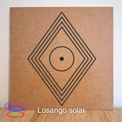 Losango solar - Gráfico radiestésico de MDF cru 23x23cm