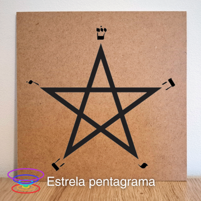 Estrela pentagrama - Gráfico radiestésico de MDF cru 23x23cm