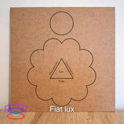 Fiat lux - Gráfico de MDF cru 23x23cm