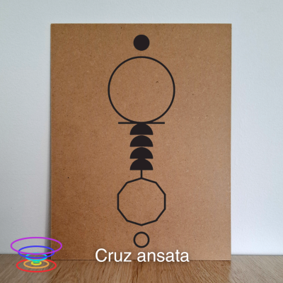 Cruz ansata - Gráfico radiestésico de MDF cru 23x30cm