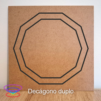 Decágono Duplo - Gráfico radiestésico de MDF cru 23x23cm