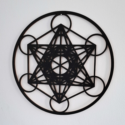 Gráfico mandala Cubo de Metatron em madeira