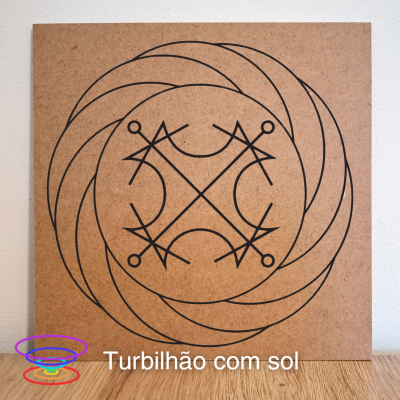 Turbilhão com sol - Gráfico radiestésico de MDF cru 23x23cm