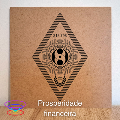 Prosperidade financeira - Gráfico radiestésico de MDF cru 23x23cm