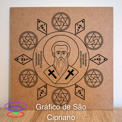São Cipriano - Gráfico radiestésico de MDF cru 23x23cm