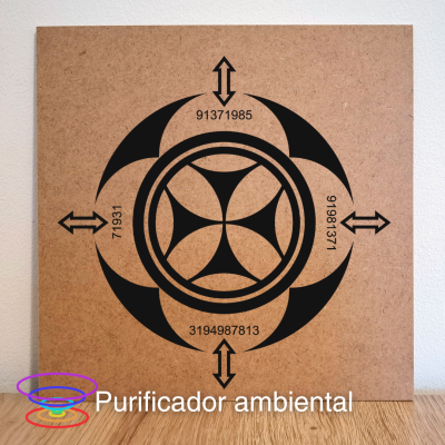 Purificador ambiental - Gráfico radiestésico de MDF cru 23x23cm
