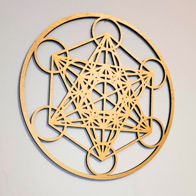 Gráfico mandala Cubo de Metatron em madeira