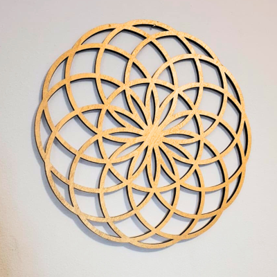 Gráfico mandala Semente da Vida em madeira