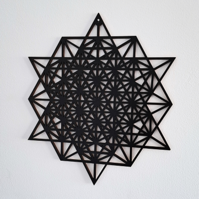 Gráfico mandala Tetraedro Estrela de 64 pontas em madeira