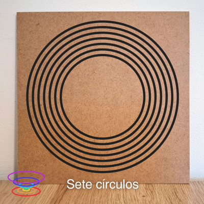 Sete círculos - Gráfico radiestésico de MDF cru 23x23cm