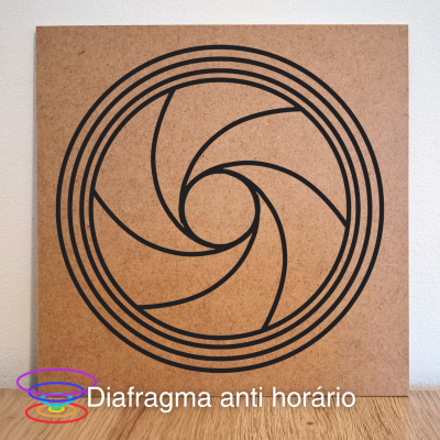 Diafragma anti-horário - Gráfico radiestésico de MDF cru 23x23cm