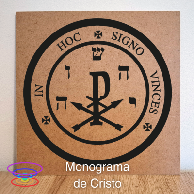 Monograma Cristo - Gráfico radiestésico de MDF cru 23x23cm